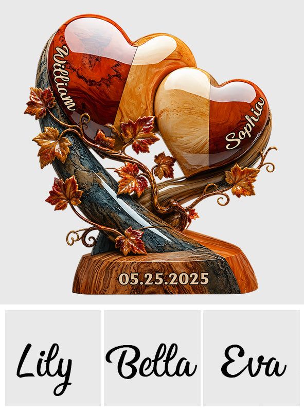 Love Hearts Autumn Fall Vibes - Personalized Couple 2-Side Printed Acrylic Plaque