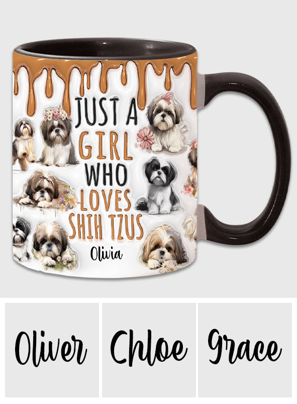 Just A Girl Who Loves Shih Tzus - Personalized Dog Accent Mug