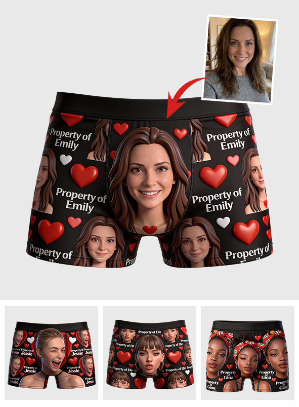 Property Of Girlfriends, Boyfriends - Personalized Couple Men’s Boxer Briefs