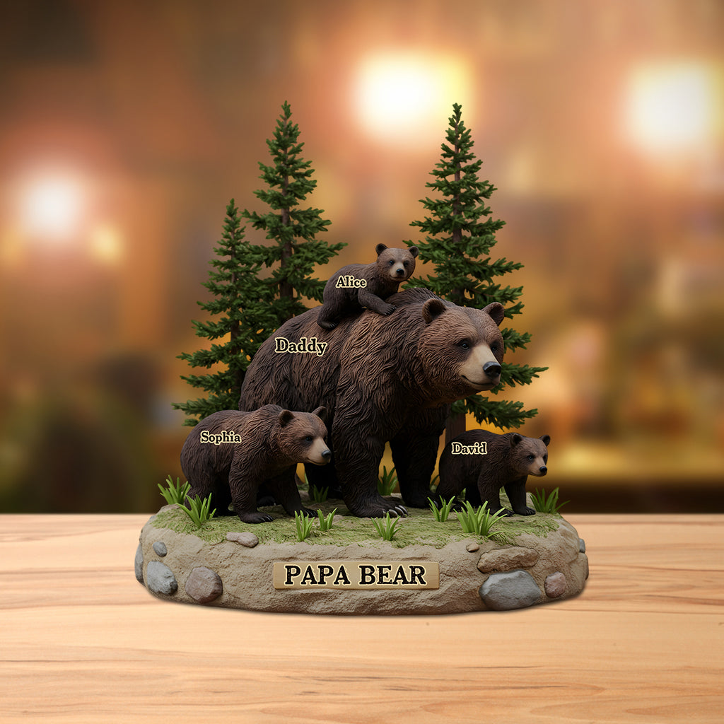 Papa Bear - Personalized Father Custom Shaped Acrylic Plaque