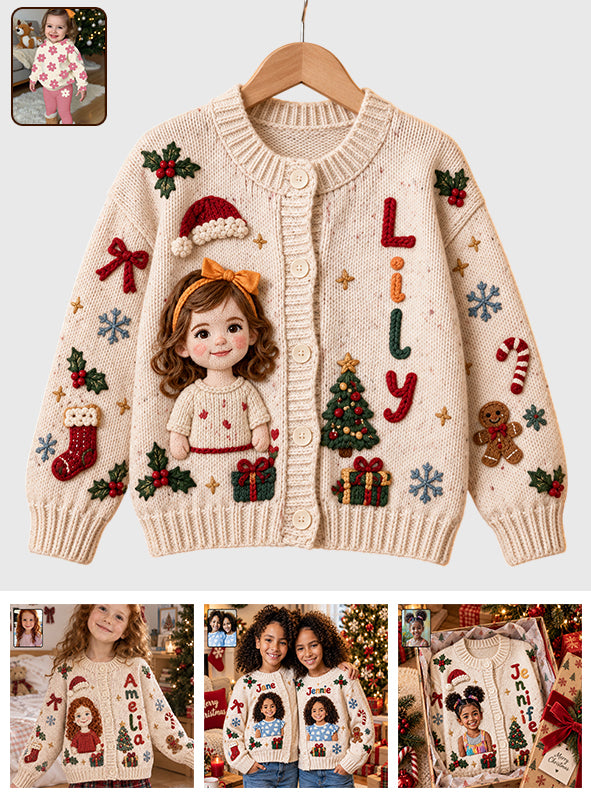 Custom Photo Cute Kid - Personalized Kid Cardigan Sweater