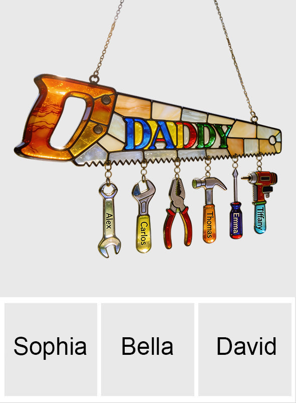 Bester Papa aller Zeiten - Personalisierter Fensterhängender Sonnenfänger mit individuellen Charms