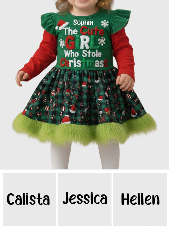 Girls' Cute Christmas Party Dress Up - Personalized Kid Kid Ruffle Sleeve Dress