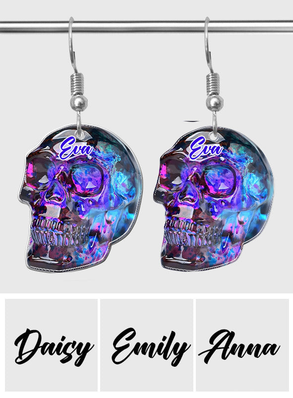 Aurora Borealis Skull - Personalized Skull Earrings