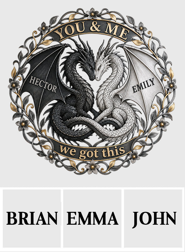 You & Me Dragon Couple - Personalized Dragon 3D Printed Cut Metal Sign