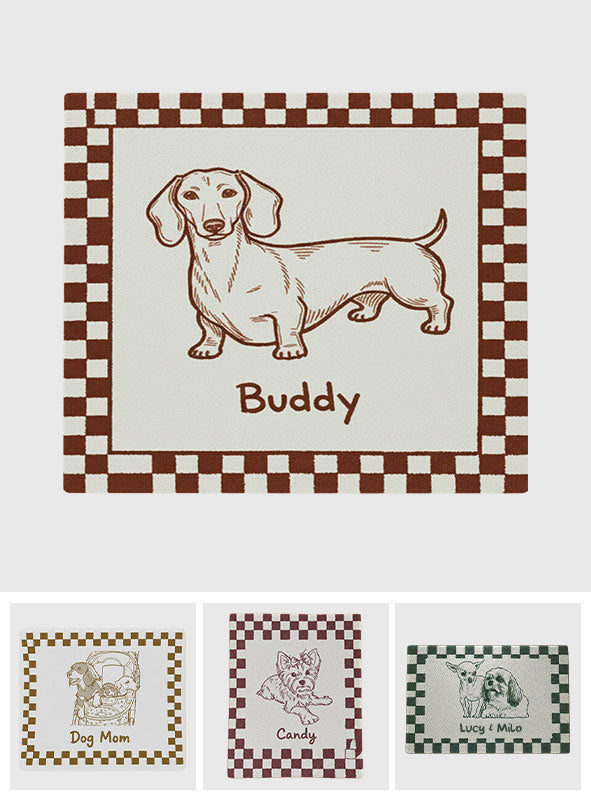 Custom Funky Pet, Badly Drawn Minimalist, Poorly Drawn, Retro Pet Gift - Personalized Dog Non-Slip Tufted Rug
