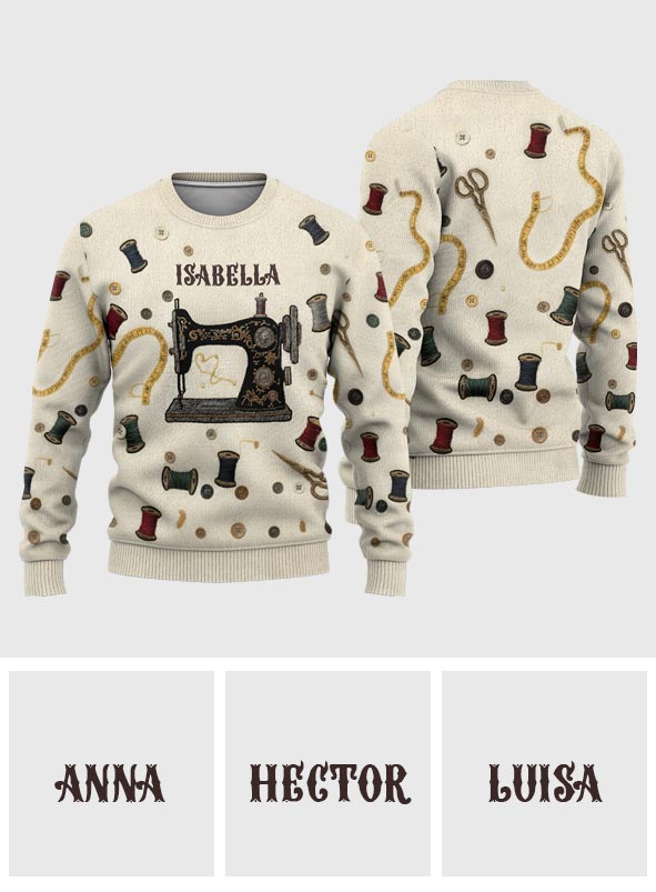 Machine à coudre confortable - Pull moche personnalisé à coudre