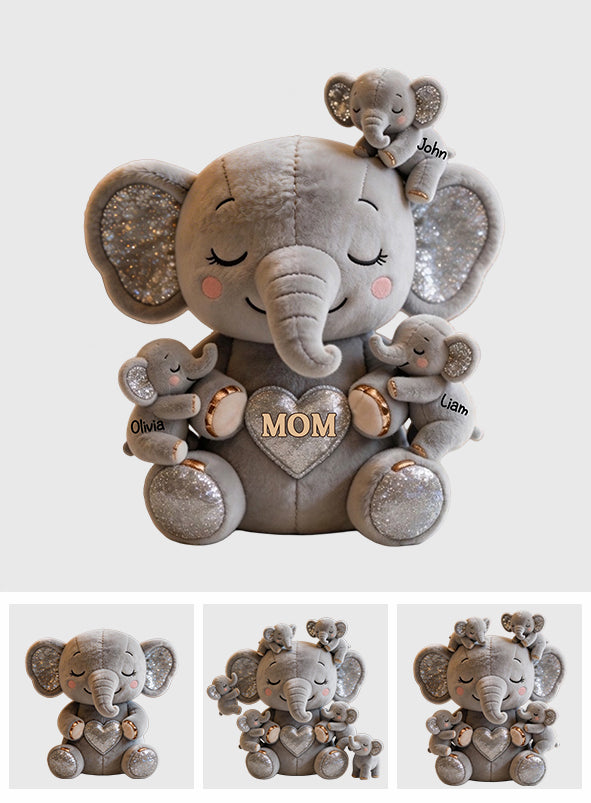 Cute Elephant Mom - Personalized Mother Premium Faux Fur Pillow