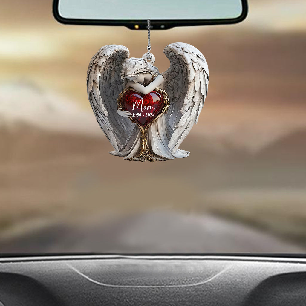 On Angels Wings - Personalized Memorial Car Ornament