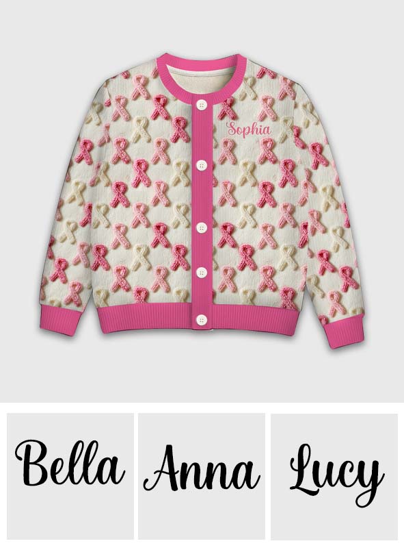 In October We Wear Pink - Personalized Breast Cancer Awareness Cardigan Sweater