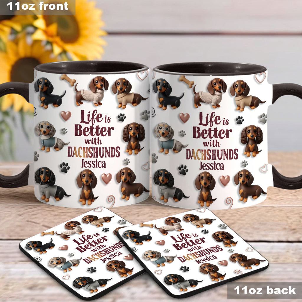 Life Is Better With Dogs - Personalized Dog Accent Mug