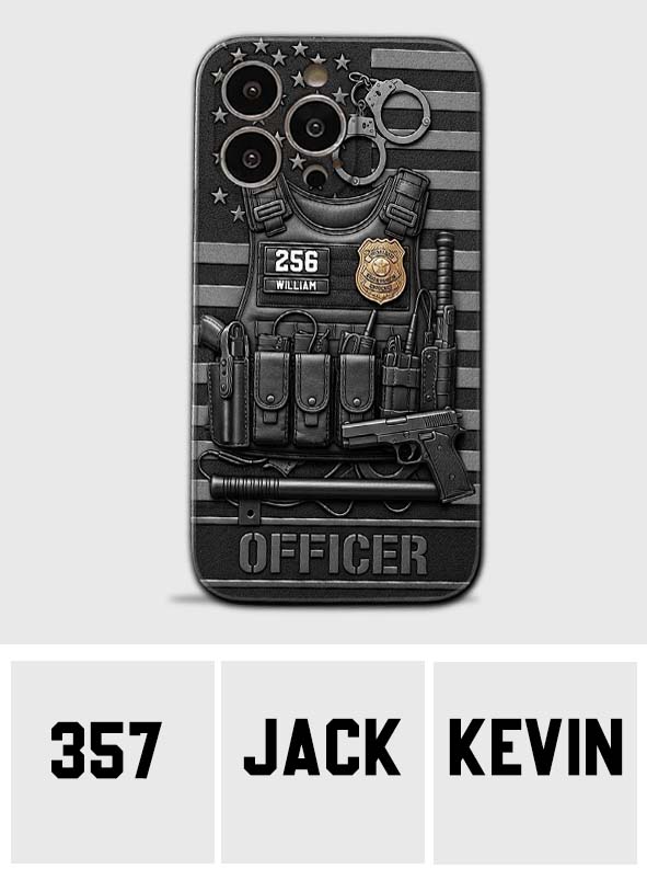 Serve And Protect - Personalized Police Officer Leather Phone Case