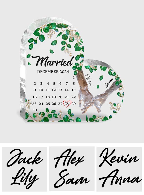 Couple Married Calendar - Personalized Husband And Wife Custom Shaped Acrylic Plaque