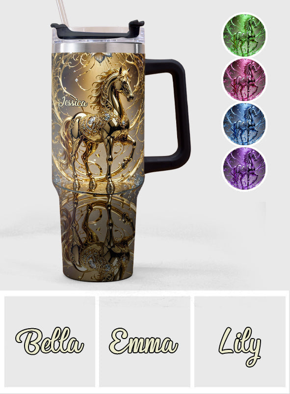 Love Horse - Personalized Horse Tumbler With Handle