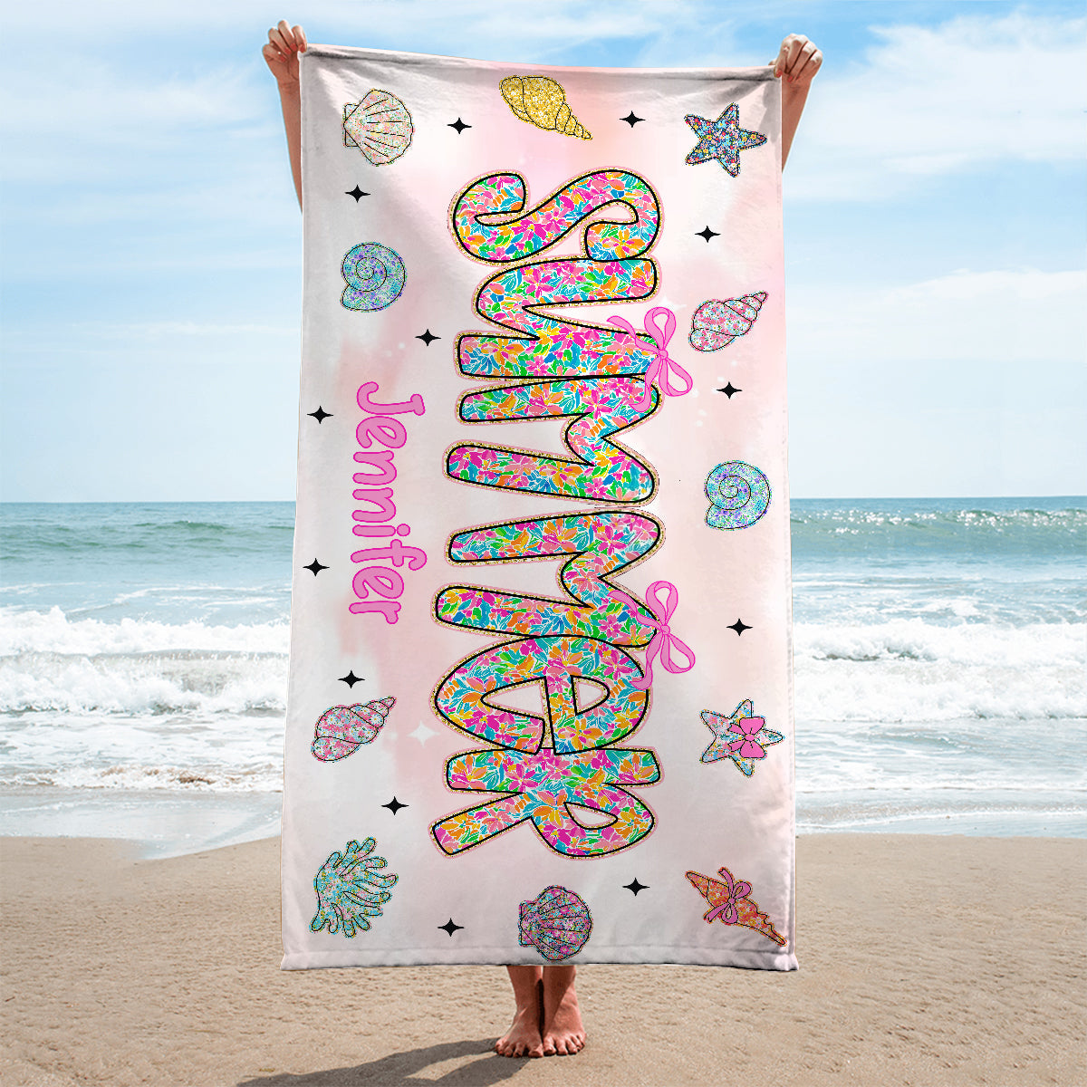 Summer Beach Vibes - Personalized Sea Lover Quick-dry Beach Towel/ Bath Towel