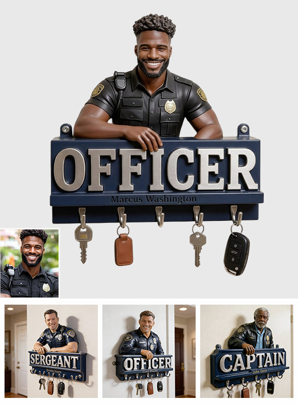 Any Photo - Personalized Police Officer Custom Shaped Hanging Rack