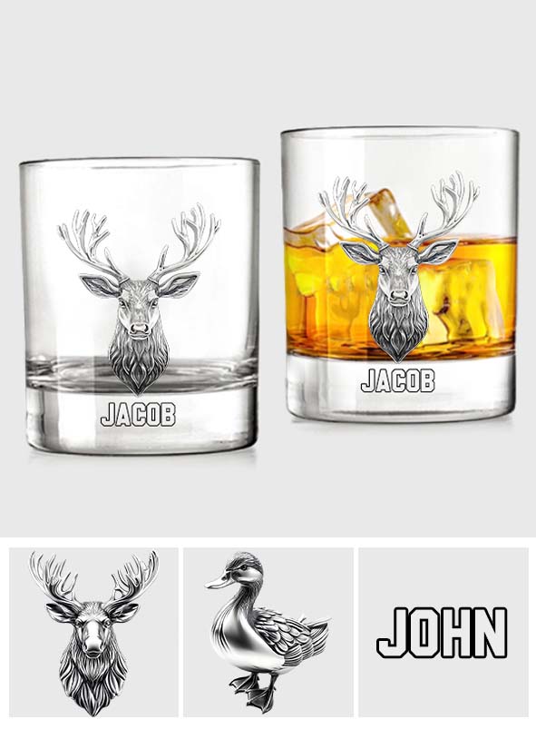 Cerf/Orignal/Canard… Cadeau pour les passionnés de chasse, cadeau pour les amateurs de whisky - Verre à whisky personnalisé sur le thème de la chasse