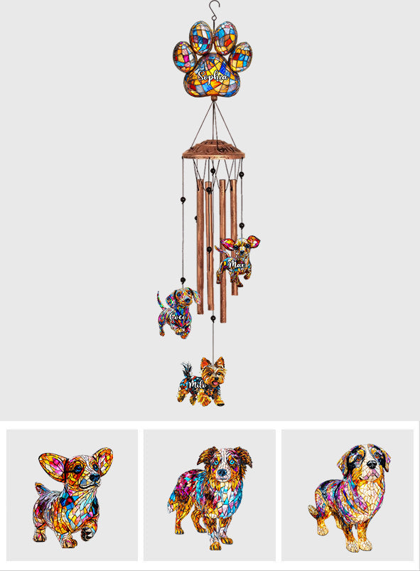 Stunning Gift For Dog Lover - Personalized Dog Wind Chime With Charms