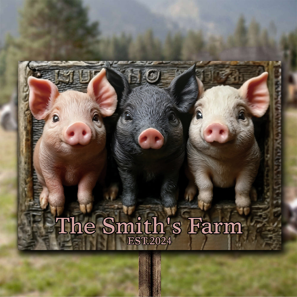 Welcome To Our Farm - Personalized Pig Lover Rectangle Metal Sign