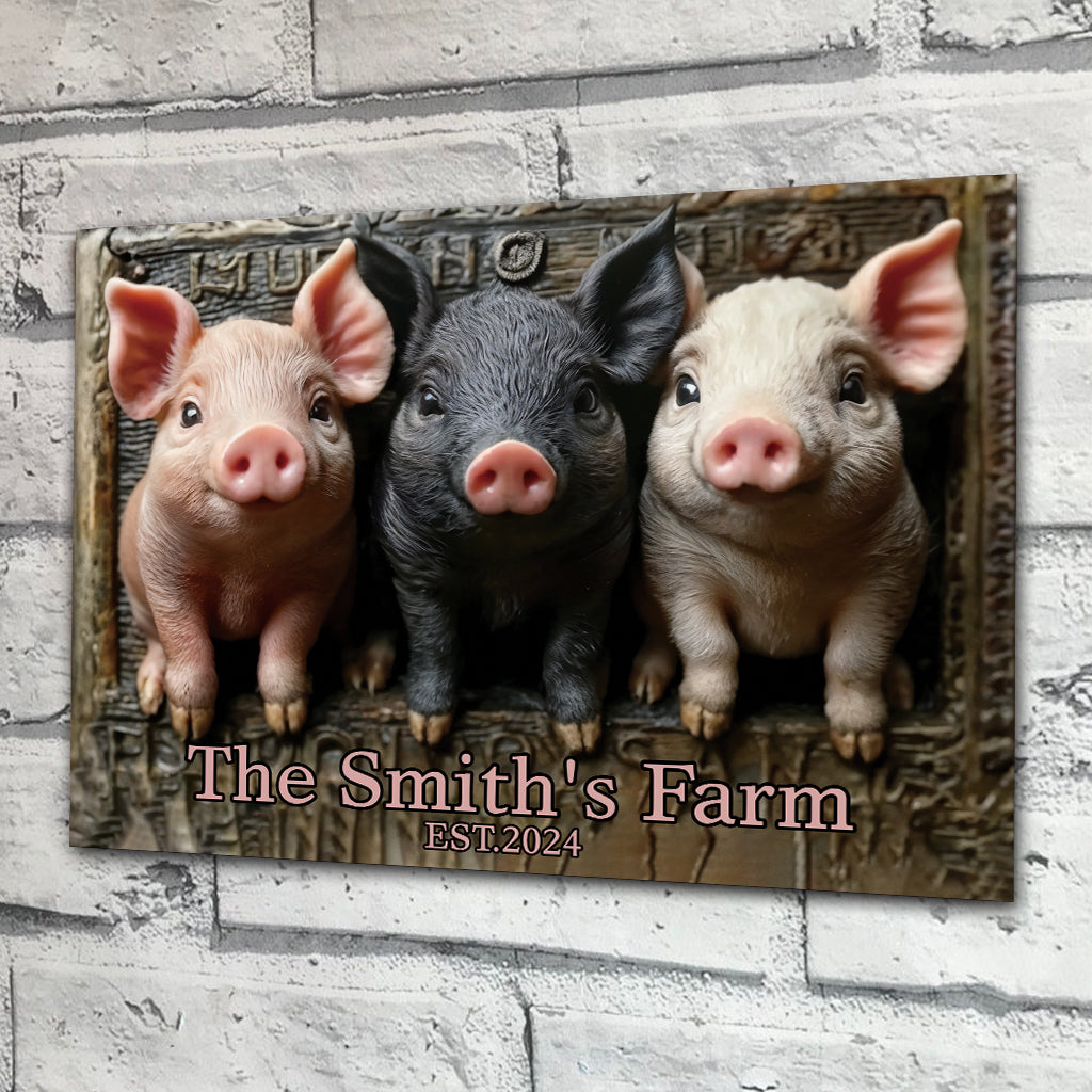 Welcome To Our Farm - Personalized Pig Lover Rectangle Metal Sign