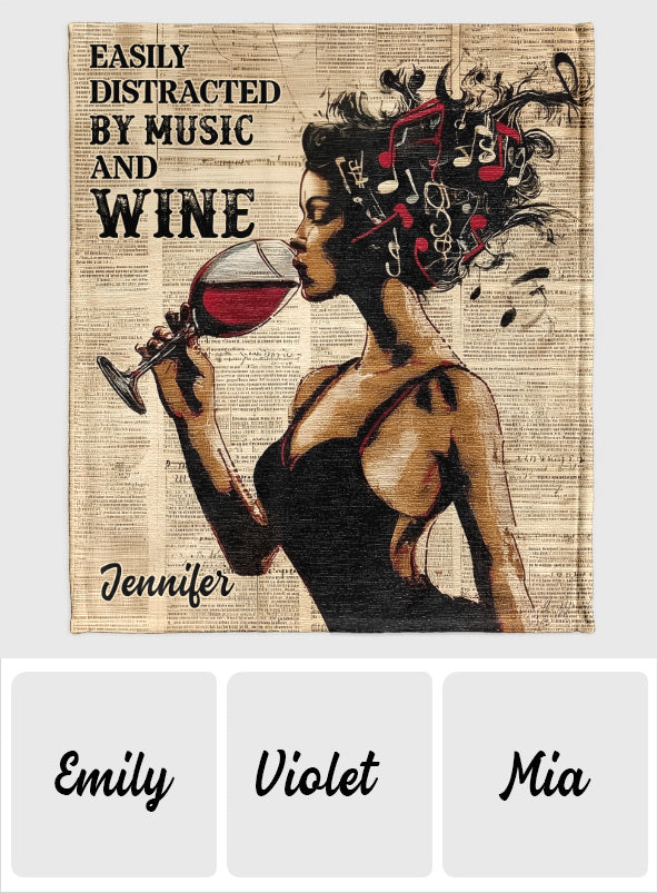 Facilement distrait par la musique et le vin - Couverture à vin personnalisée
