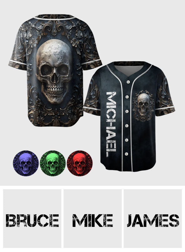 Starker Totenkopf – personalisiertes Totenkopf-Baseballtrikot