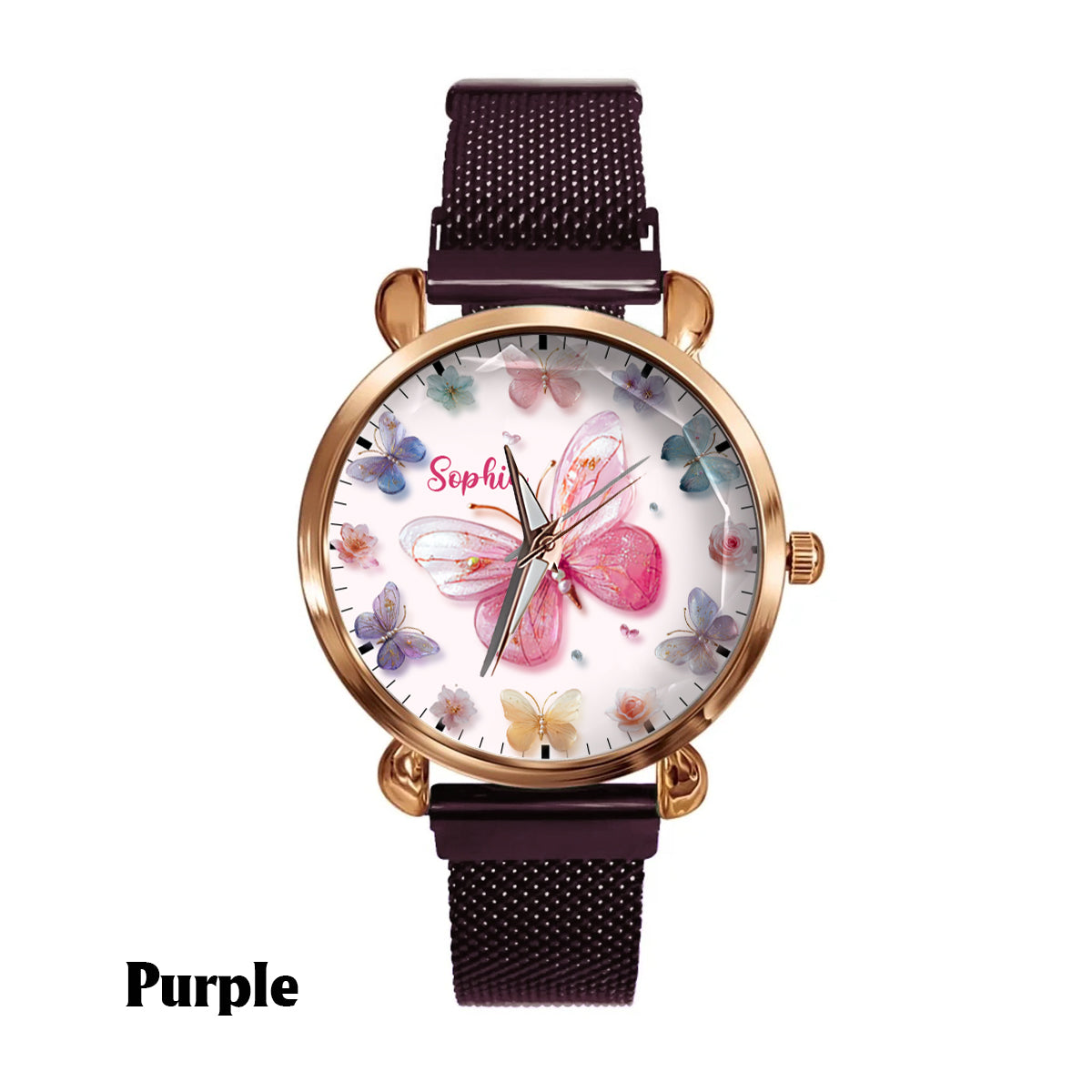 Crystal Butterflies - Personalized Butterfly Women Hand Watch