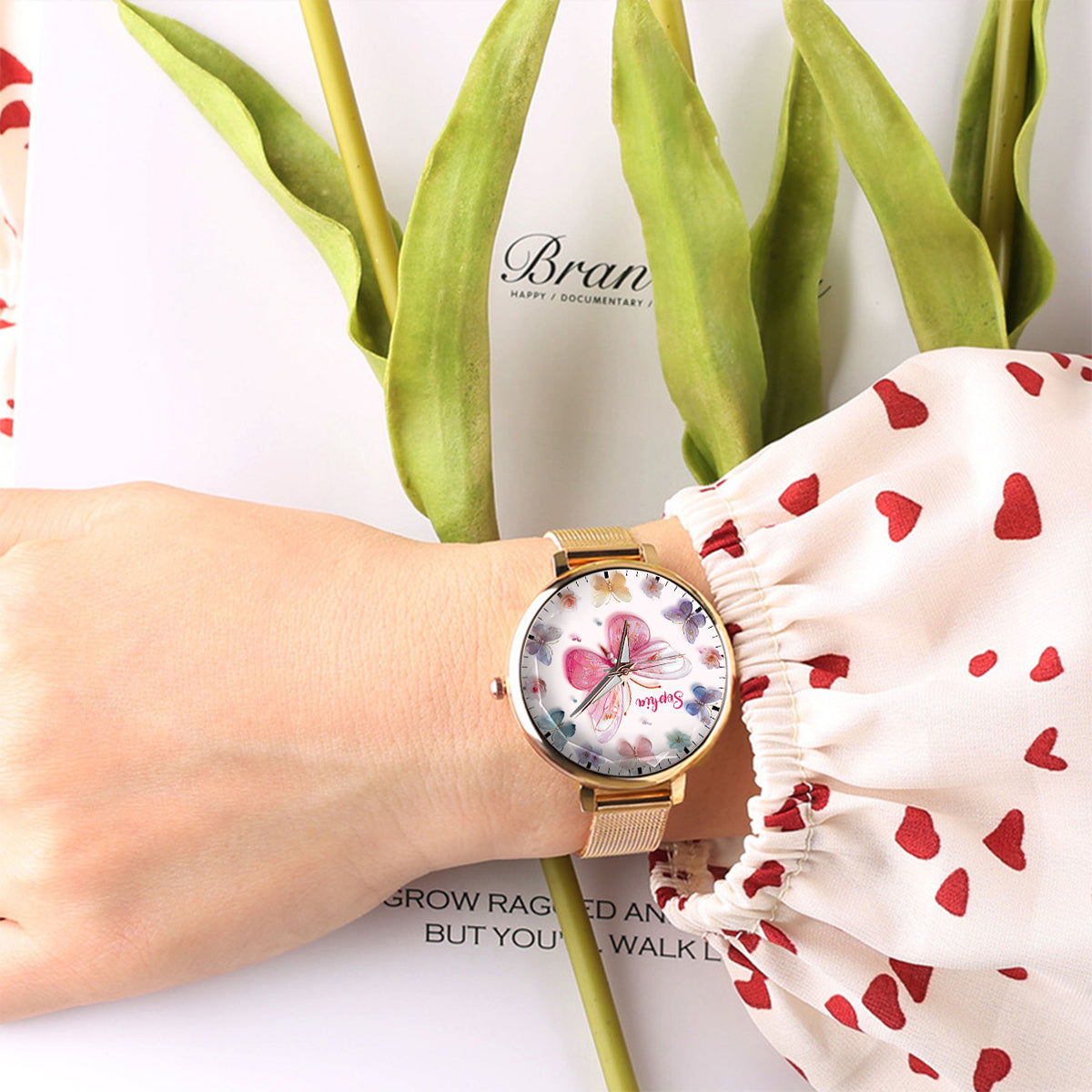 Crystal Butterflies - Personalized Butterfly Women Hand Watch