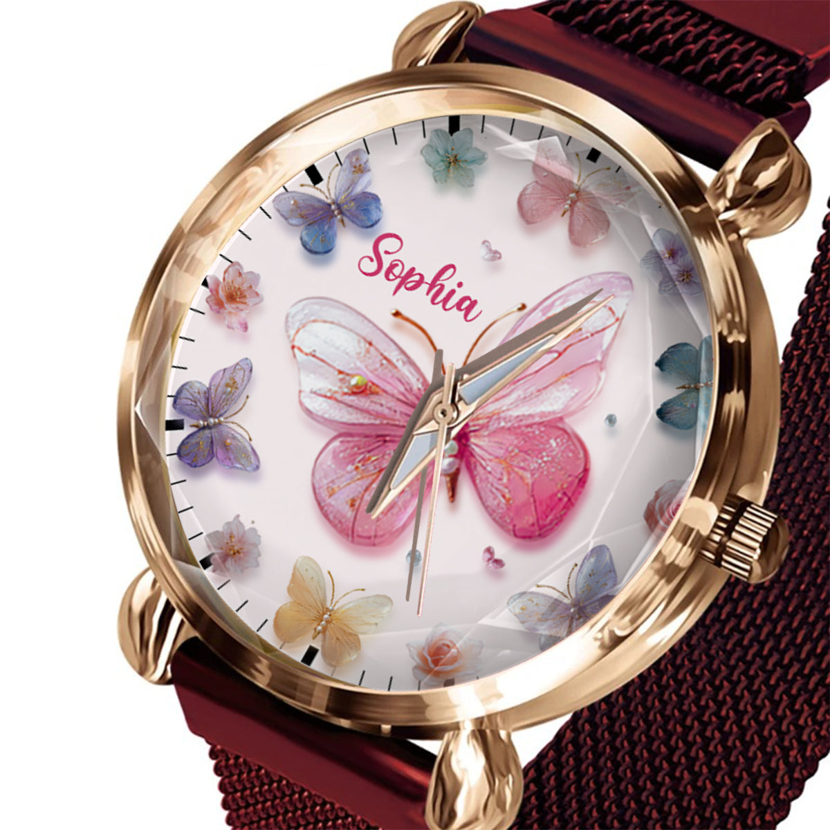Crystal Butterflies - Personalized Butterfly Women Hand Watch