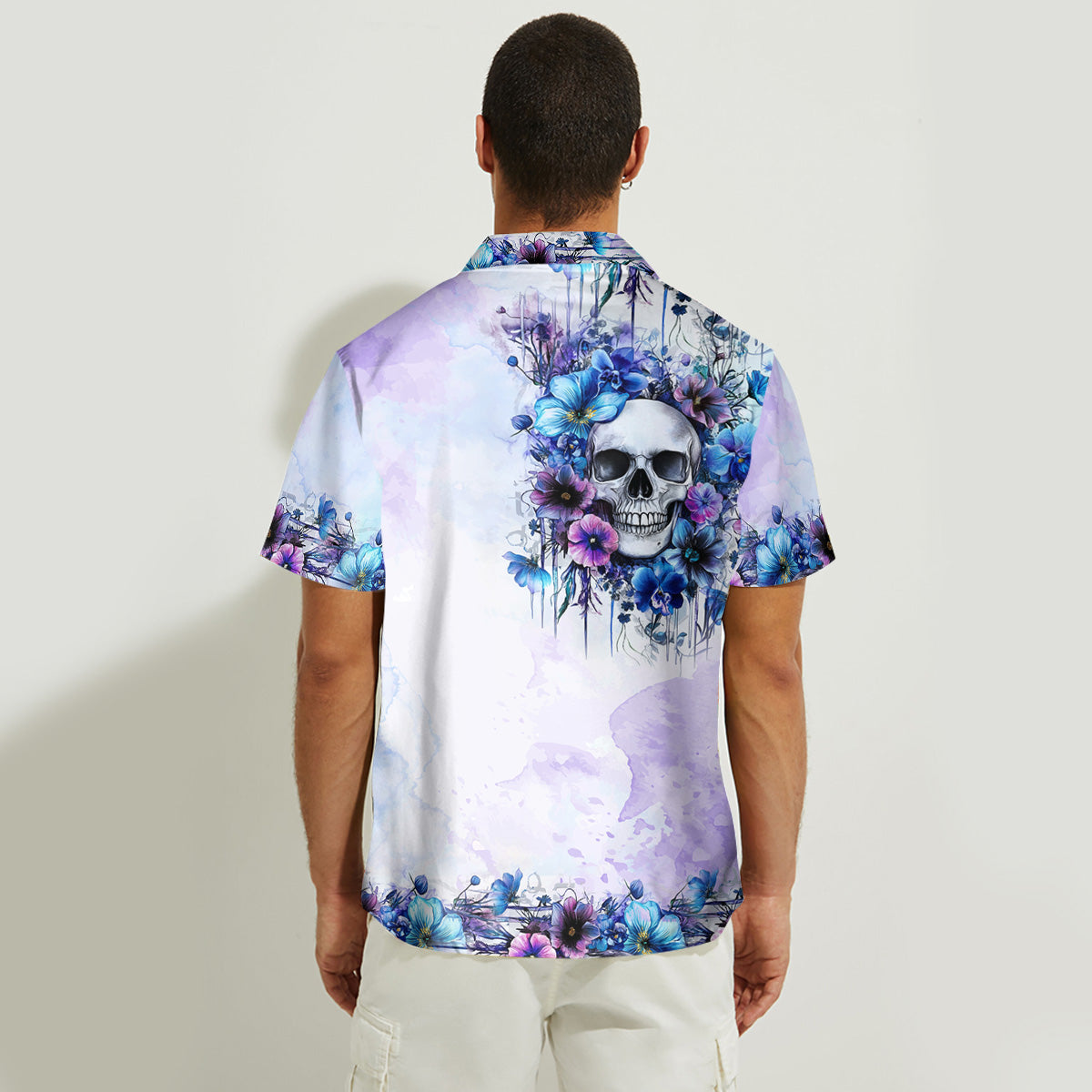 Watercolor Floral Skull - Personalized Skull Hawaiian Shirt & Sleeveless Dress
