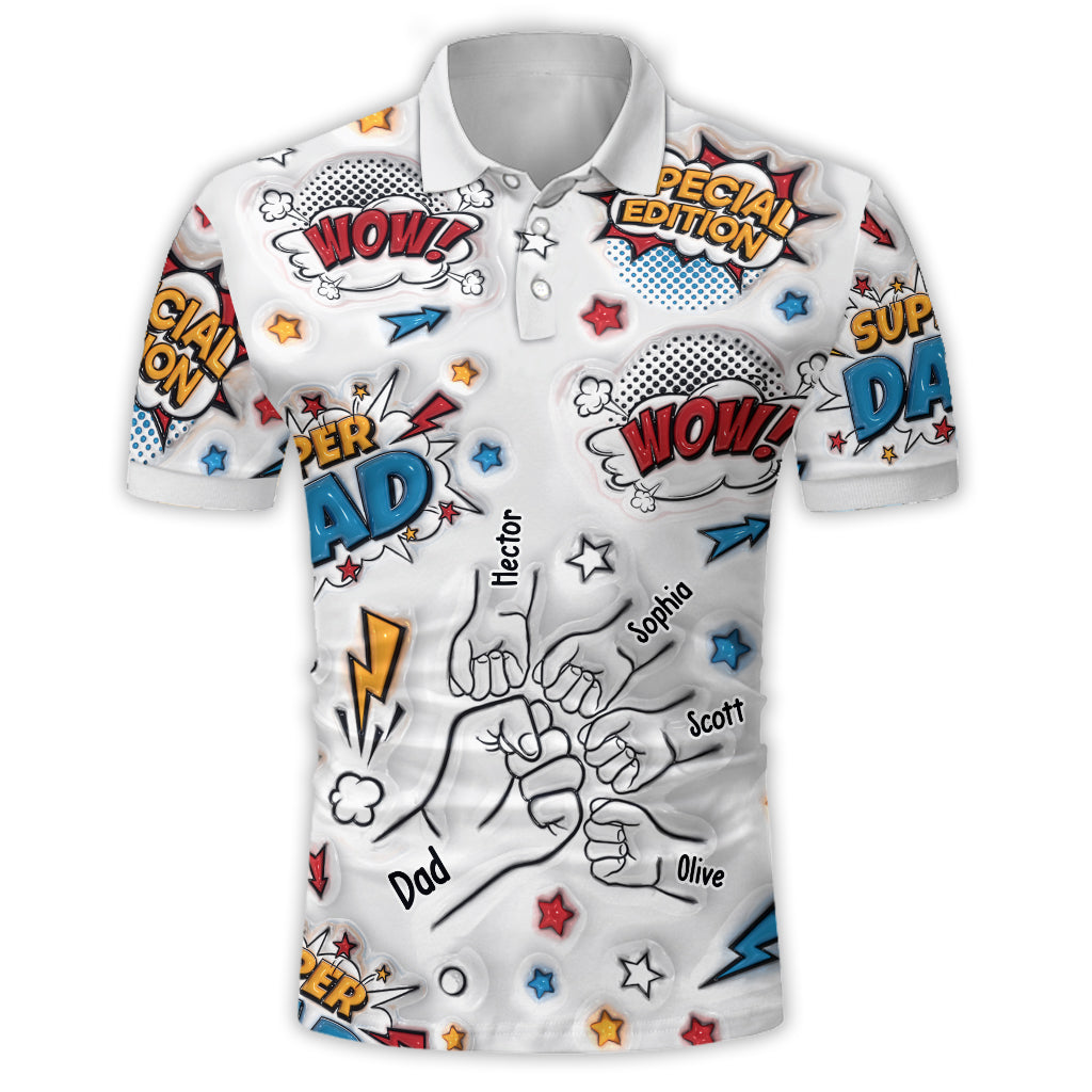 Super Dad Fist Bump - Personalized Father Polo Shirt