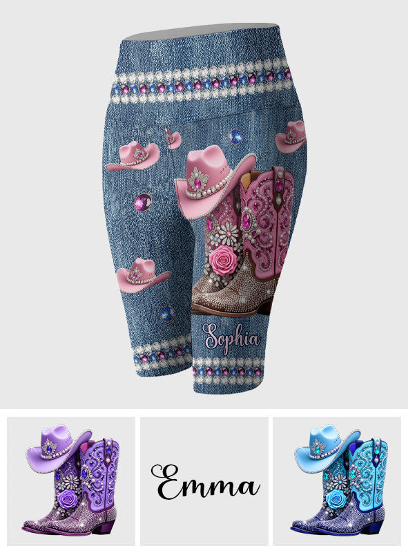 Coole Cowgirl-Shorts – Personalisierte Cowgirl-Radlerhosen mit hohem Bund
