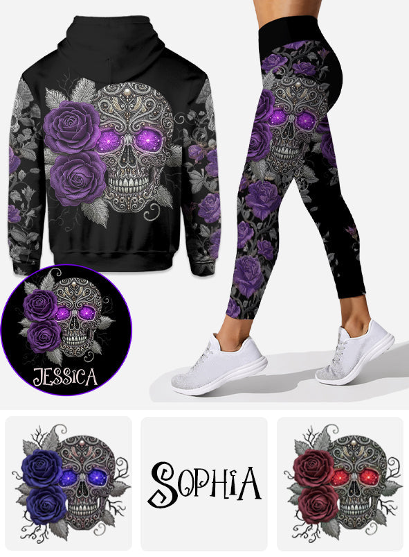 Skull And Roses - Personalized Skull Hoodie and Leggings
