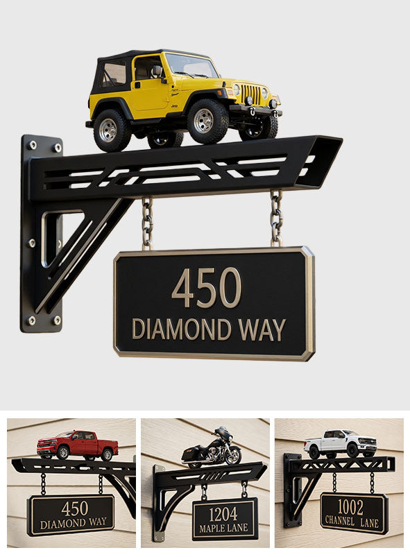 Car Lover Outdoor Address - Personalized Car Lover Wooden Wall Mount Sign