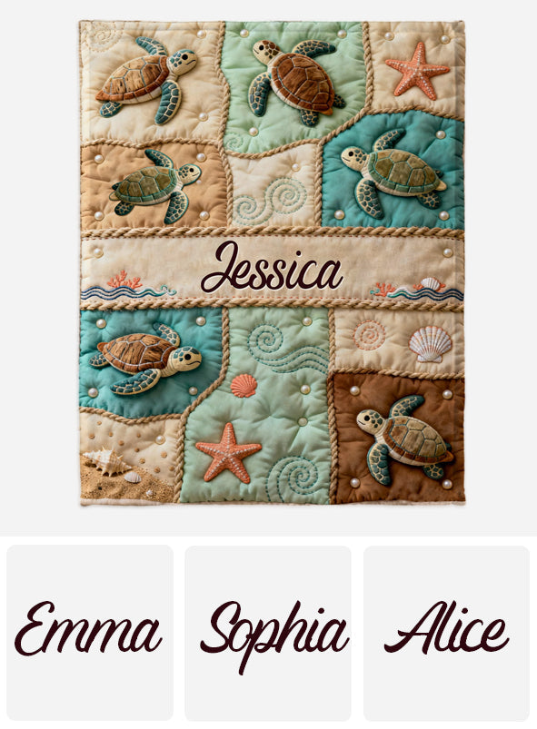 Love Turtle - Personalized Turtle Blanket