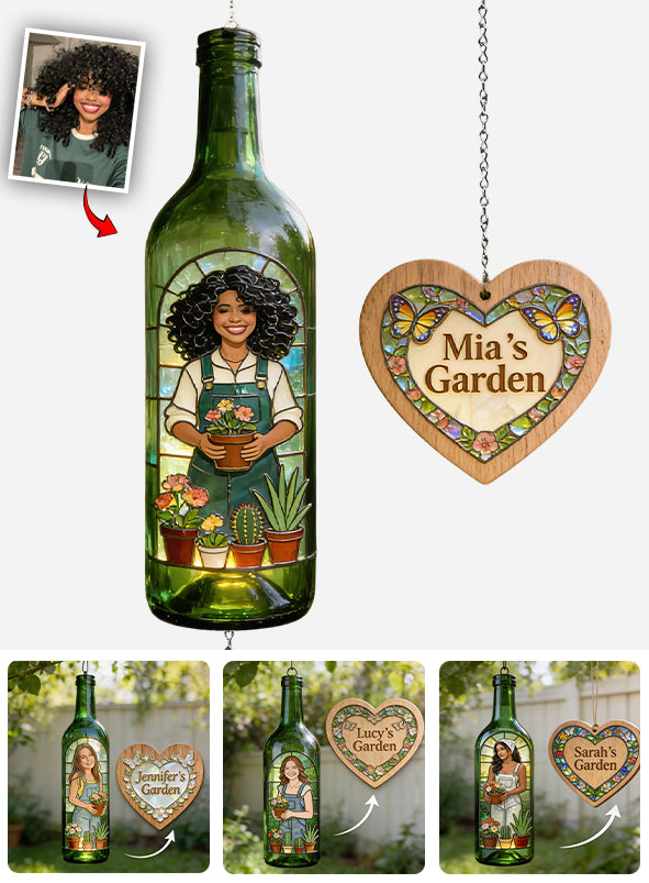 Just A Girl Who Loves Gardening - Personalized Gardening Wine Bottle Wind Chime