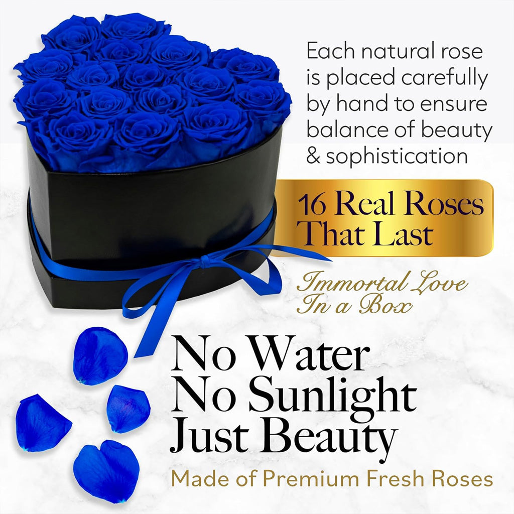 16 Roses Flower Forever Heart Shape Box