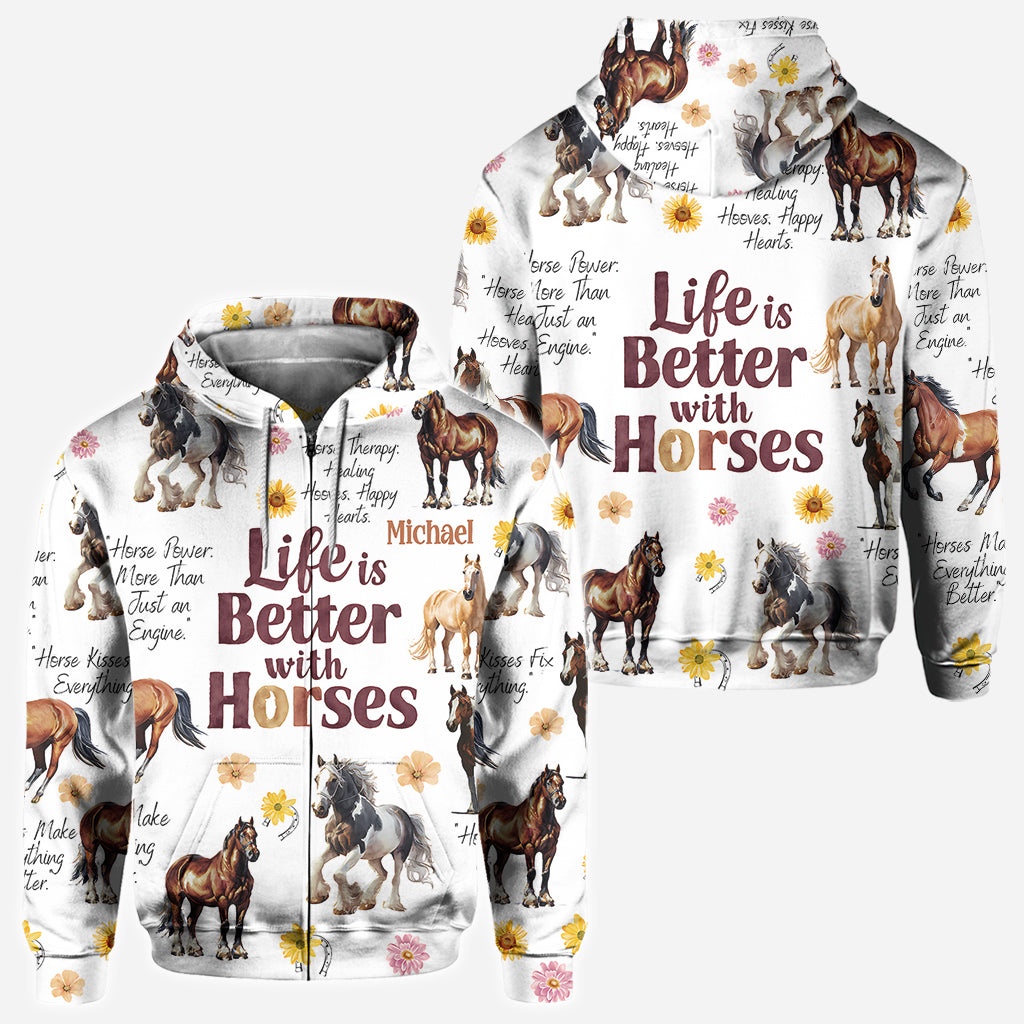 Life Is Better With Horses - Personalized Horse All Over Shirt