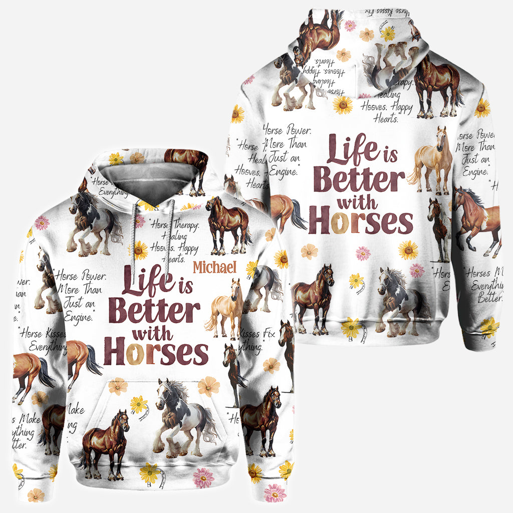 Life Is Better With Horses - Personalized Horse All Over Shirt