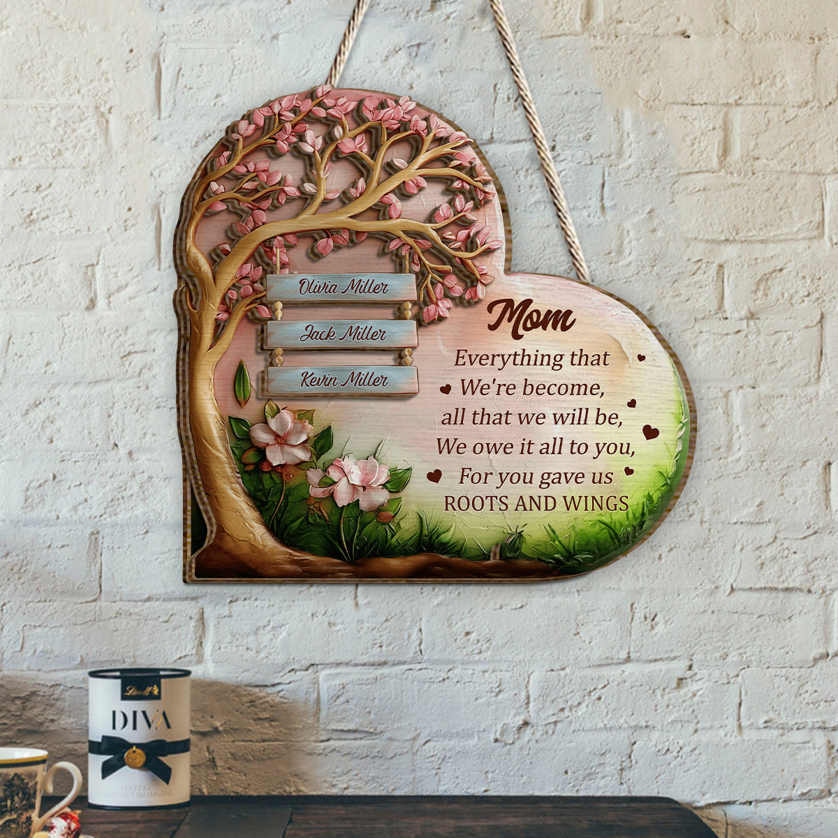 You Gave Us Roots And Wings, Mom - Personalized Mother 2 Layered Wood Sign / Wood Plaque