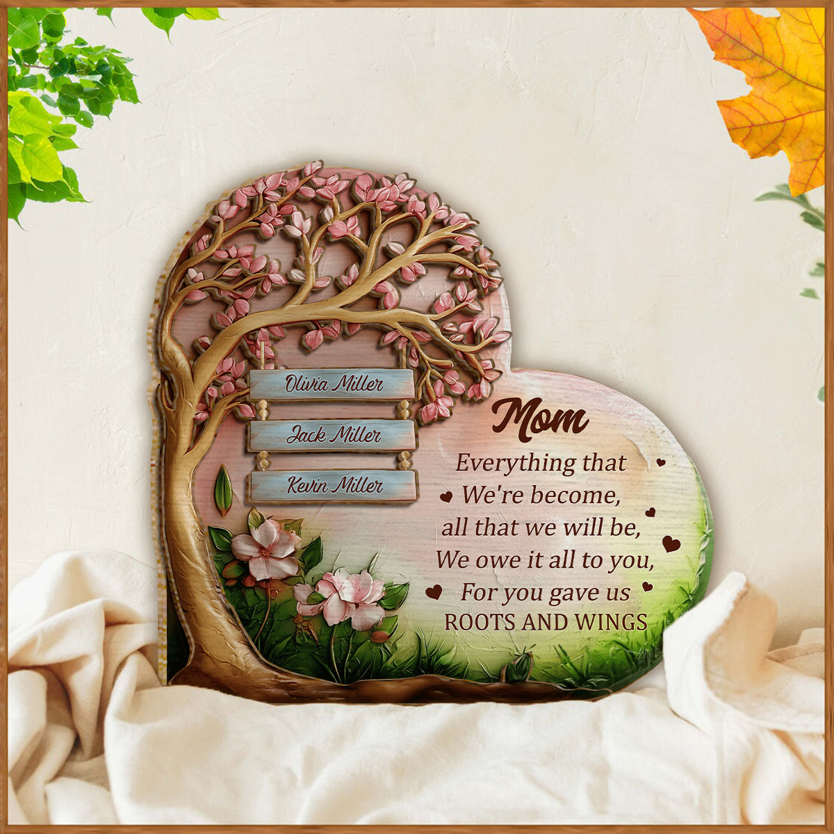 You Gave Us Roots And Wings, Mom - Personalized Mother 2 Layered Wood Sign / Wood Plaque
