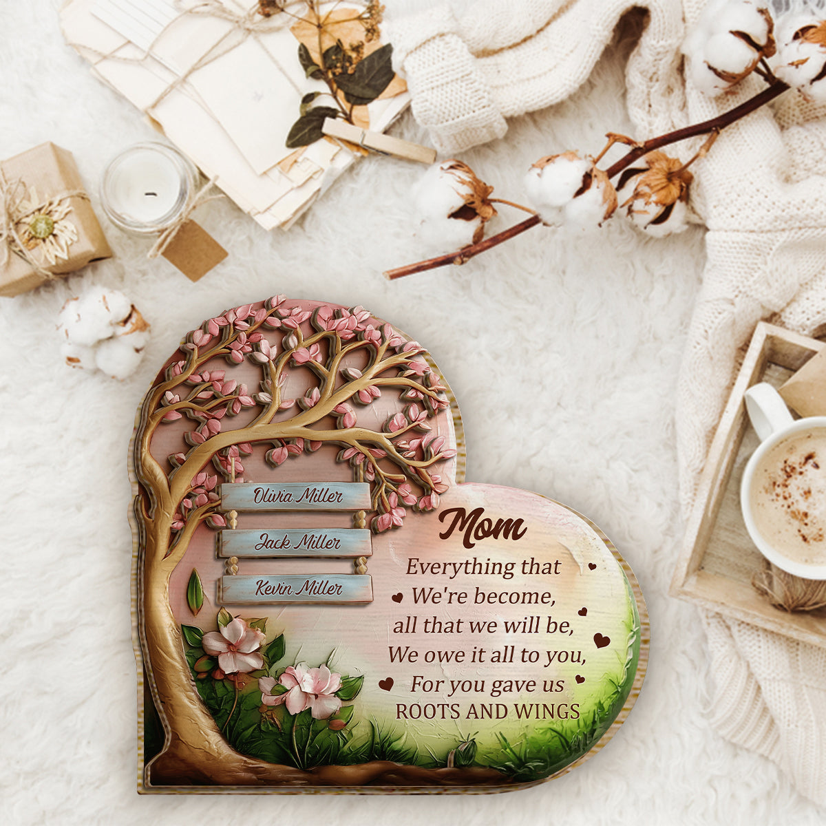 You Gave Us Roots And Wings, Mom - Personalized Mother 2 Layered Wood Sign / Wood Plaque