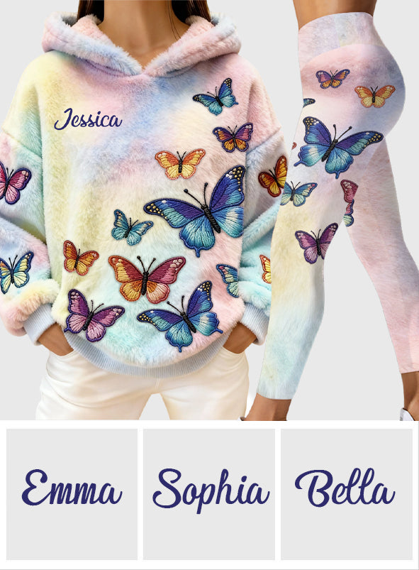 Bunte Schmetterlinge – Personalisierter Schmetterlings-Hoodie und Leggings