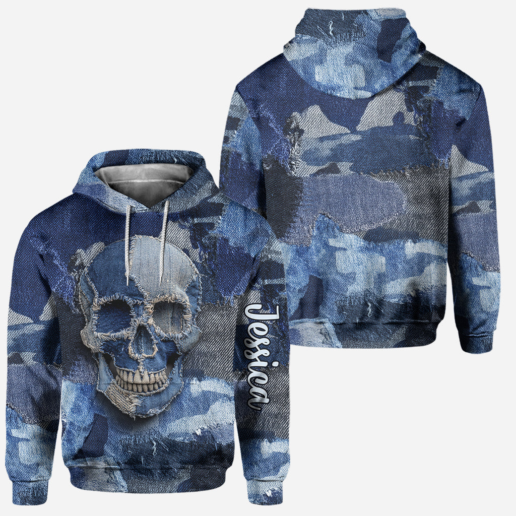 Denim Skull - Personalized Skull Hoodie and Leggings