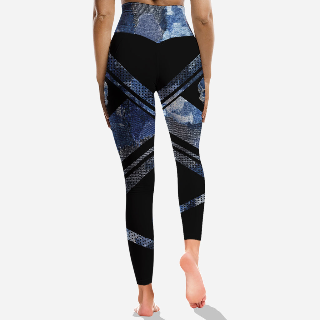 Denim Skull - Personalized Skull Hoodie and Leggings