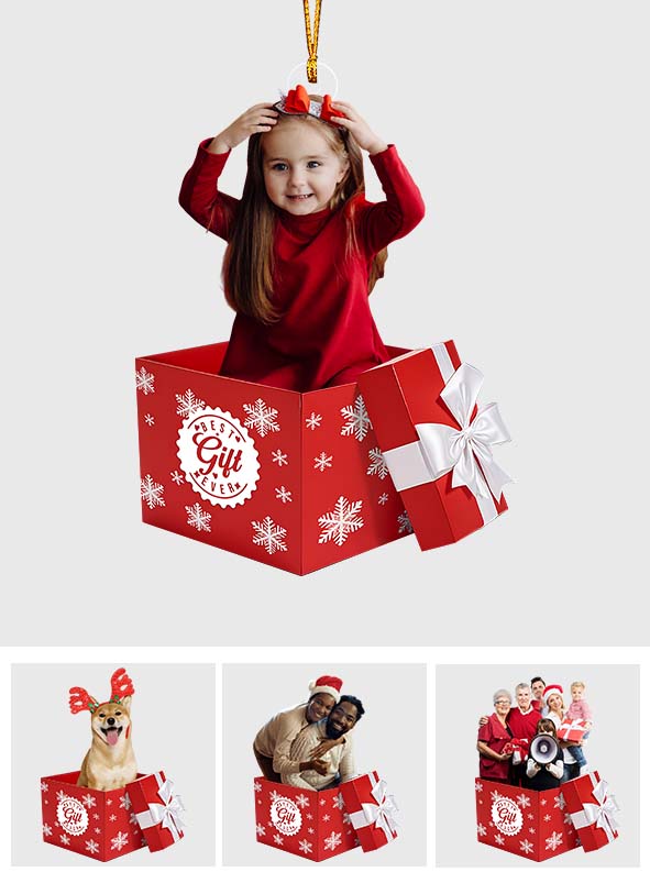 Le plus beau cadeau de tous les temps ! Téléchargement photo - Ornement familial personnalisé en forme de pièce unique