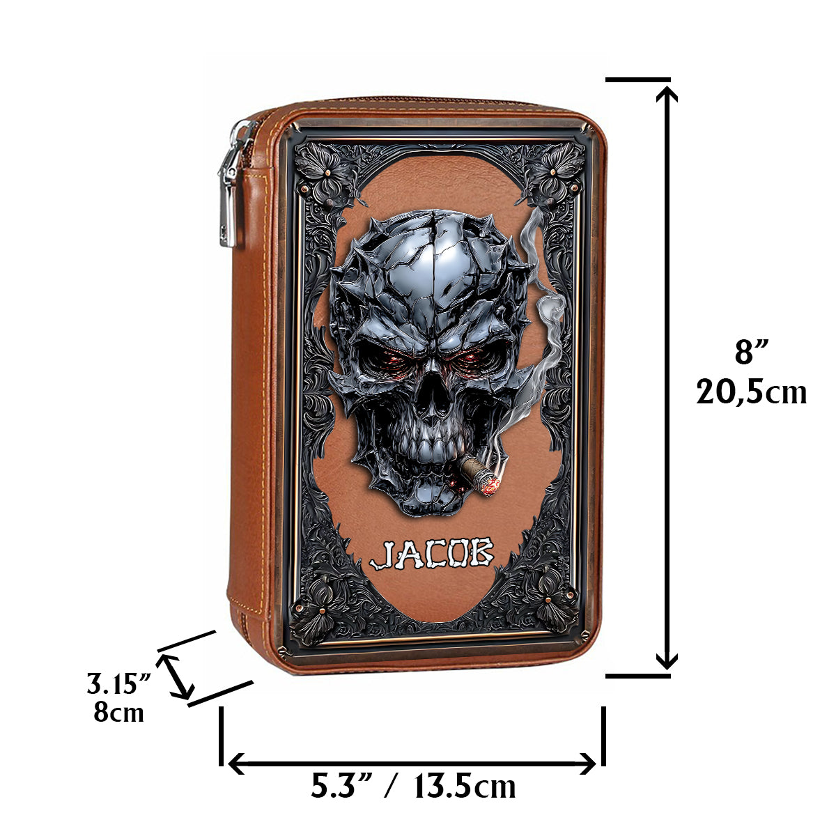 Smoking Skull - Personalized Skull Travel Cigar Humidor Case