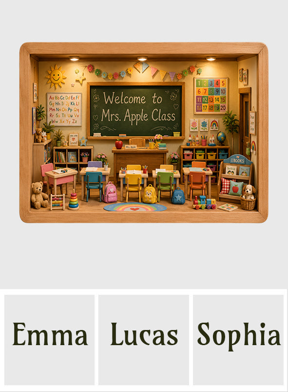 Back To School - Personalized Teacher Wooden Light Shadow Box