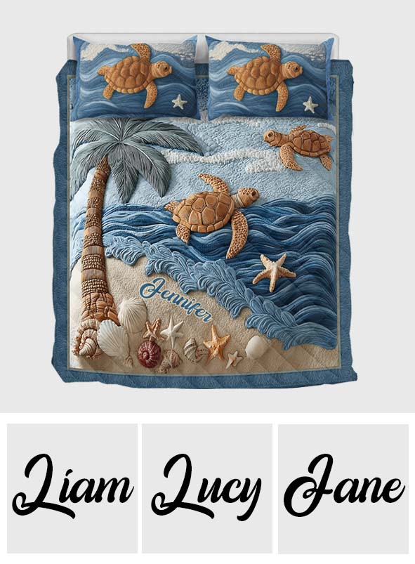 Love Turtles - Personalized Turtle Quilt Set