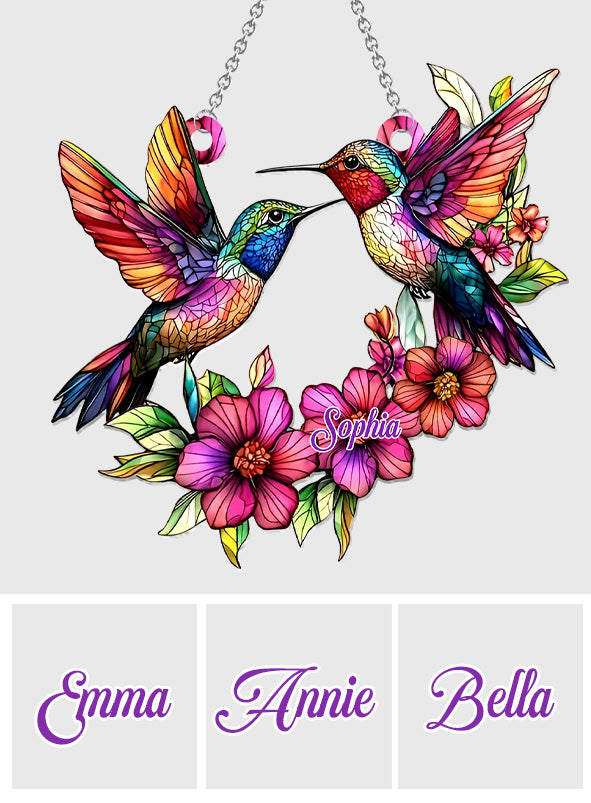 Bunter Kolibri – Personalisierter Kolibri-Fensterhänger als Sonnenfänger